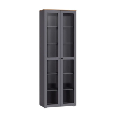 Шкаф-витрина ОСТИН 16.394.02 (Серый Графит 0162 РЕ/Дуб Золотой CRAFT/Графит ZB 8)