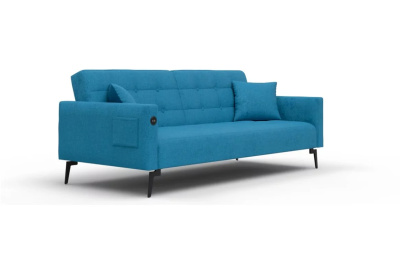 Диван прямой раскладной АЛЛАКИ с USB розеткой (Шенилл Синий Tailor 21)