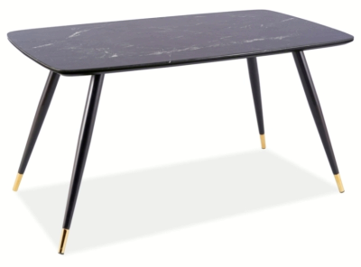 Стол обеденный нераскладной CYRYL I (Czarny efect kamienia/Czarny/Zloty stleaz)