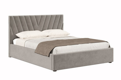 Кровать 1,6 ПЕРЛА с подъемным механизмом и основанием (Пепел (велюр 112))