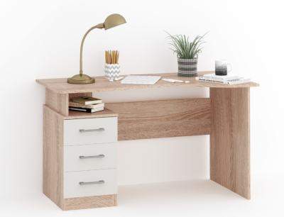 Стол письменный ПР ГАРВАРД 130 3ящ. (Дуб сонома/белый)