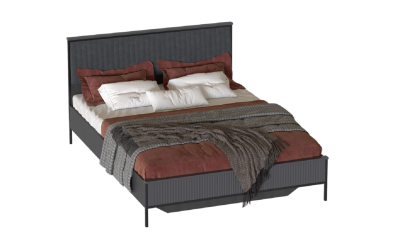 Кровать с основанием под матрас (ламели) 1,6 НОРА (Металл бруклин/Графит)