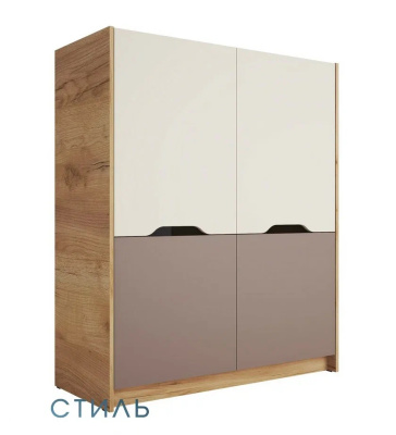 Шкаф 2-х дверный RICH ШК-004 (Дуб Крафт золотой/Миндаль/Глиняный серый)