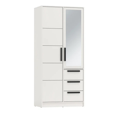 Шкаф 2х-дверный с зеркалом ДИАНА 84.09 (Белый/Белый)