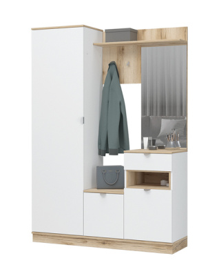 Прихожая ЮККИ ПР 1400 (Белый/Дуб делано)