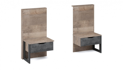 Тумба прикроватная (2шт) ЛВ/ПР СТОКГОЛЬМ (Дуб гранж песочный/Железный камень)