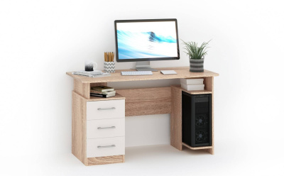 Стол компьютерный ГАРВАРД 130 3ящ. (Дуб сонома/белый)