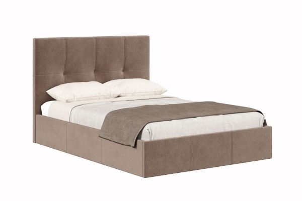 Кровать 1,4 ЭЛЕН с подъемным механизмом и основанием (Какао (велюр 019))