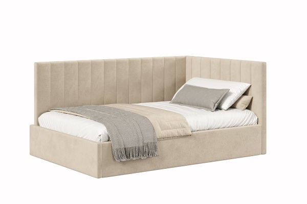 Кровать тахта 1,2 НИКА с подъемным механизмом и основанием (Бежевый (велюр 729))