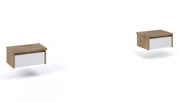 Тумба прикроватная (2шт) МИШЕЛЬ 1ящ. (Дуб крафт золотой/Белый жемчуг)