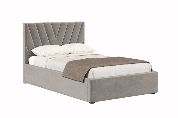 Кровать 1,2 ПЕРЛА с подъемным механизмом и основанием (Пепел (велюр 112))