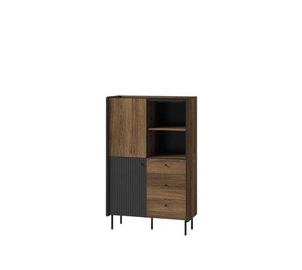 Стеллаж PRESTIGO P4 2D3S (Orzech Warmia/Czarny/San Sebastian)