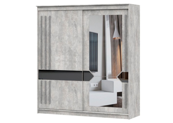 Шкаф-купе №25 (2,0 м) ГРЕЙ (Цемент Светлый/Графит/Железная руда)