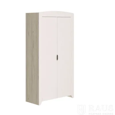 Шкаф 2-х дверный БУКВА (Дуб Крафт белый/Белый софт)