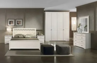 Комплект спальни (кровать 180 МИ с ламелями, шкаф 5-ти дверный) ЕВА (Белый)