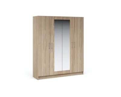 Шкаф 4-х дверный с зеркалом АНТАРИЯ (Дуб сонома)